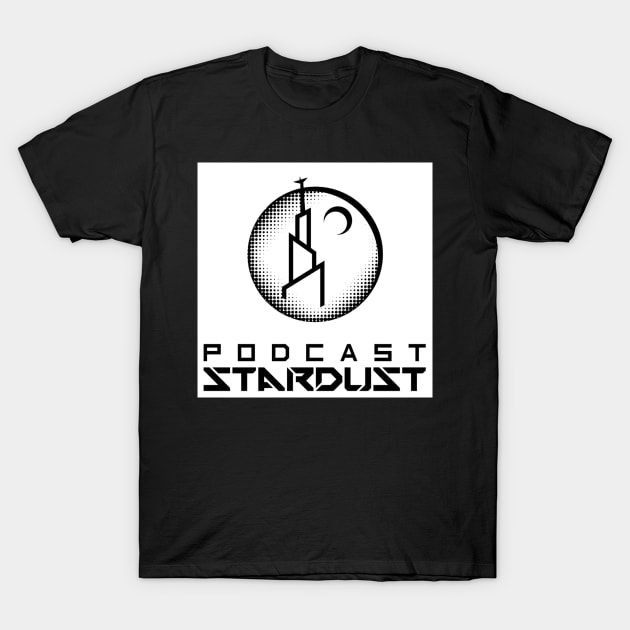 Podcast Stardust Black and White Pixel Logo T-Shirt by PodcastStardust